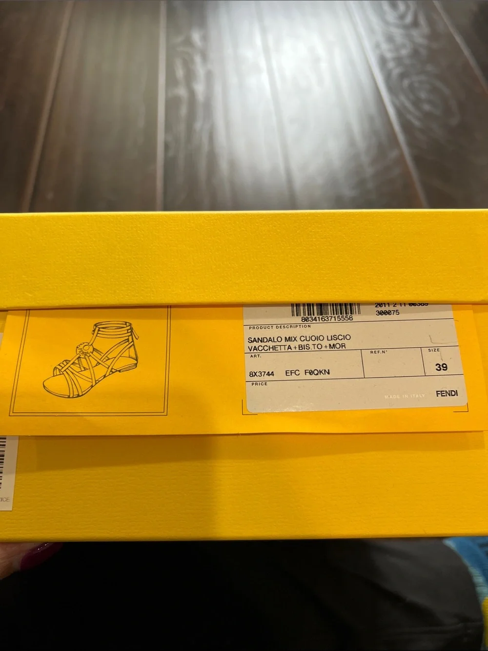 Fendi Gladiator Sandals with Wood Logo, size 39